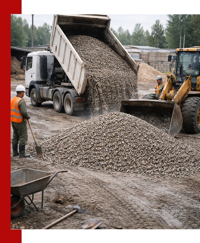 Мытый гравий с доставкой в Надыме от карьера до участка