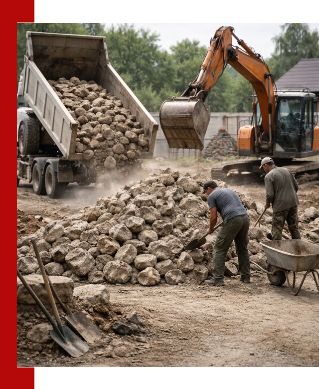 Доставка и разгрузка бутового камня в Надыме