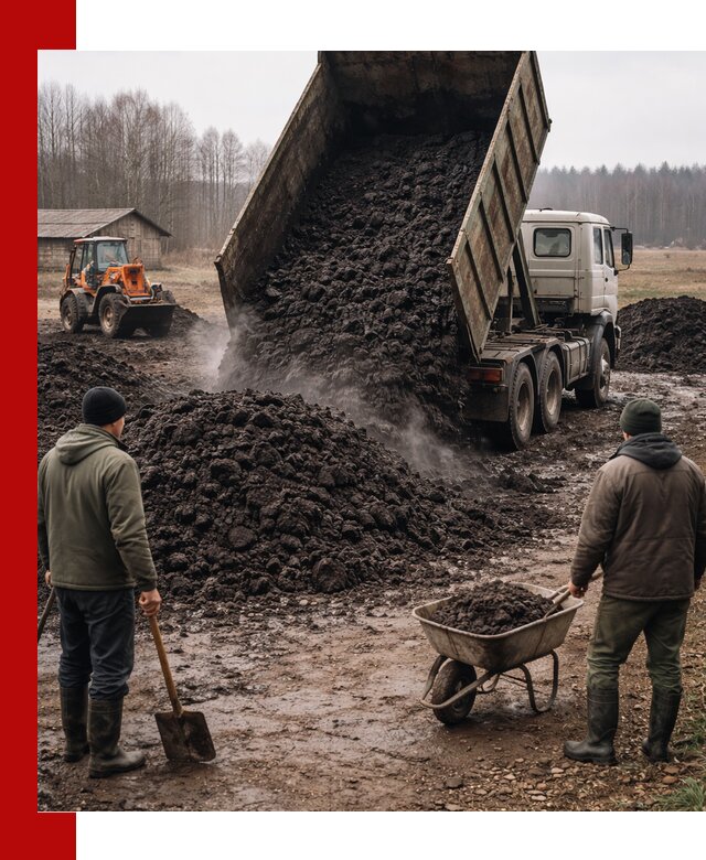 Доставка низинного торфа с разгрузкой и доставкой в Надыме