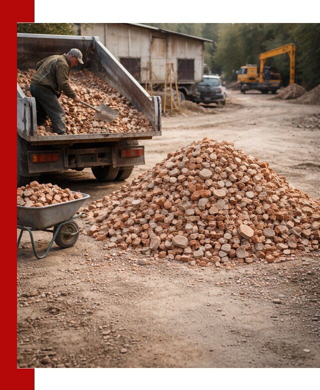 Доставка и подушка из боя кирпича с разгрузкой в Надыме